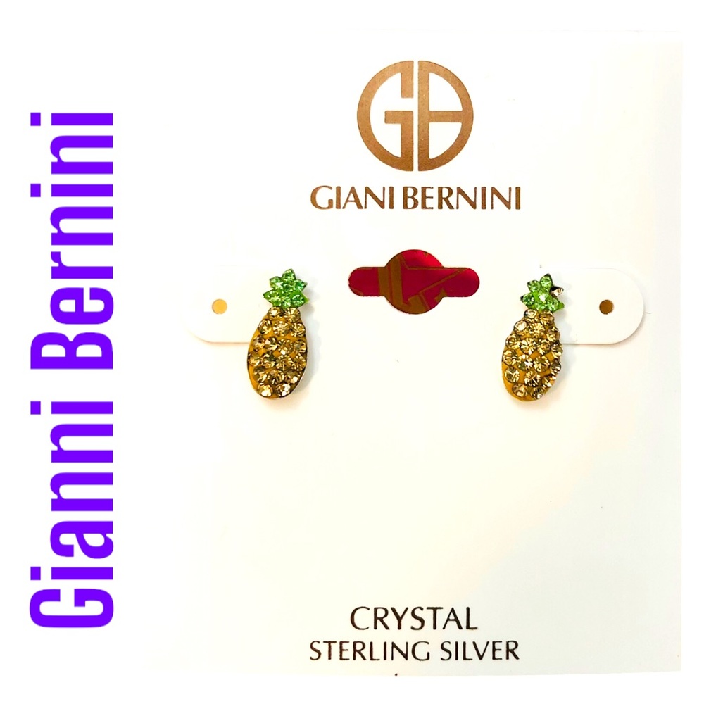 Giani Bernini Crystal Sterling Silver Pineapple Stud Earring NEW
